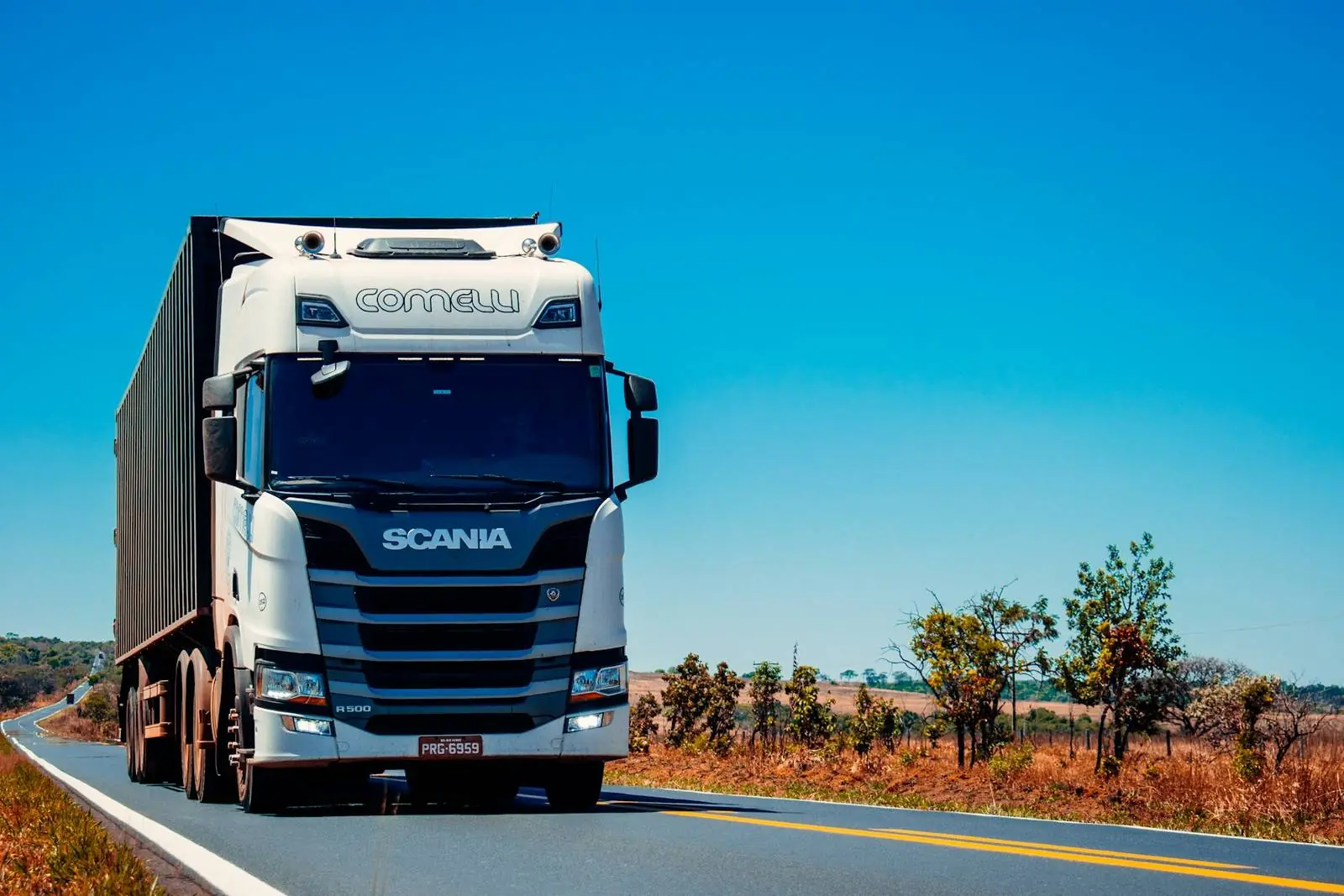 Truck on a highway in Southern Africa